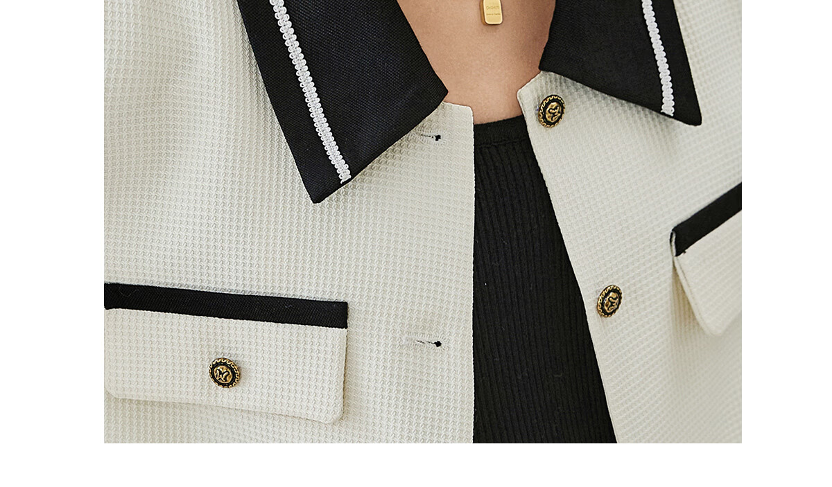 Chushen Spring and Autumn Short Jacket Women Fashion Color-Block Textured Fabric Commuter Short Coat Top S143U3003 5