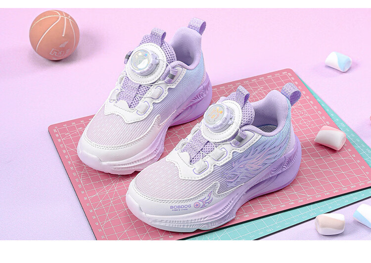 BOBDOG Kids Girls Spring Trendy Running Shoes Comfortable Casual Children's Sports Shoes 102561015 Candy Purple/White Size 36 5