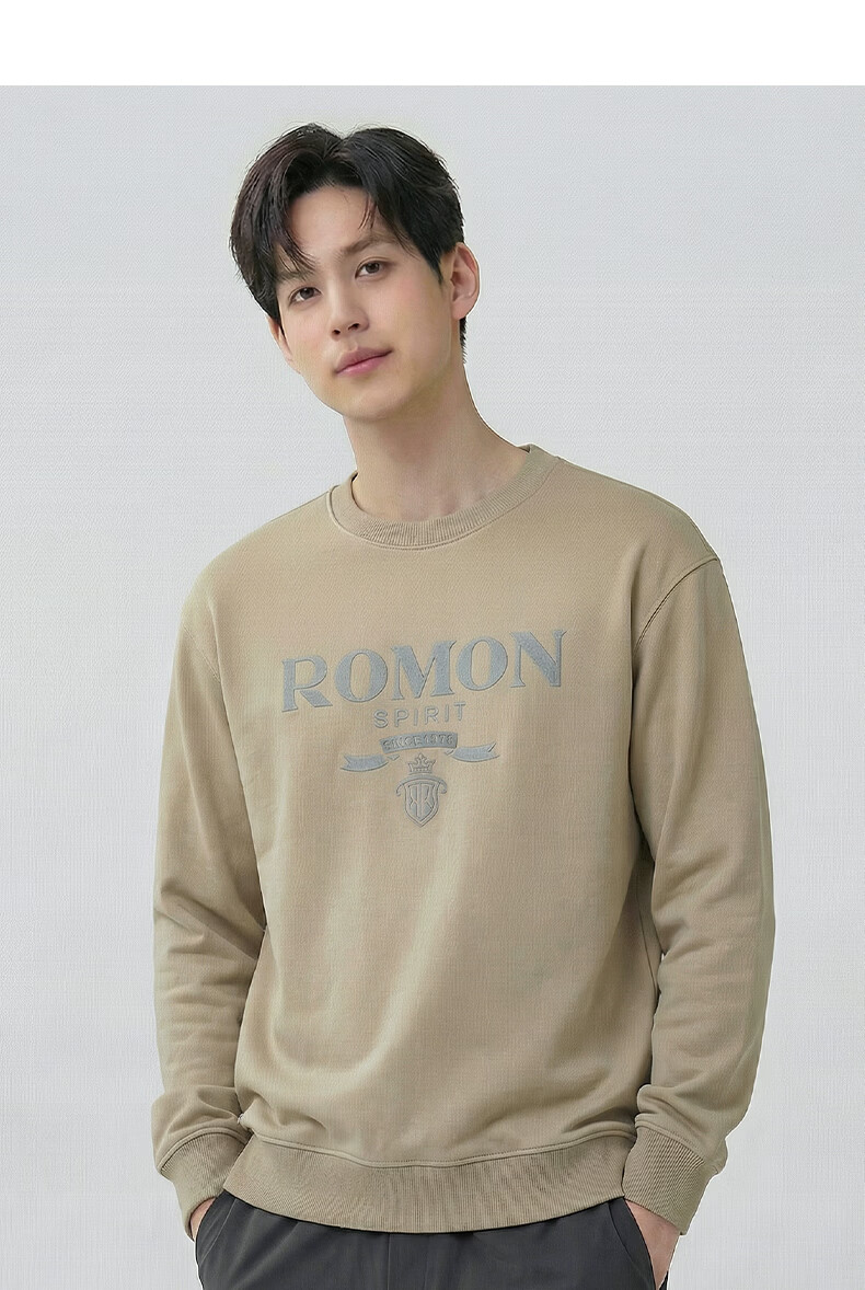 ROMON Men's Sweatshirt, Long-Sleeve Round Neck, Spring And Autumn Season, Zodiac Year Red Base Layer, Casual Wear, Pullover Loose T-Shirt Top 14