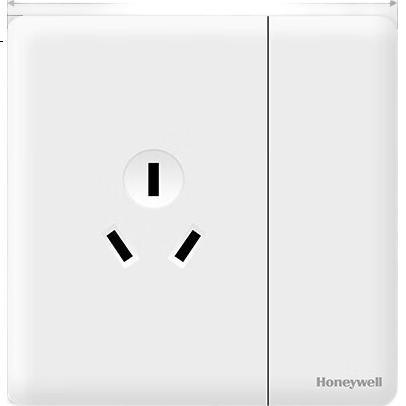 Розетка с выключателем Honeywell A8 Cream White, 16А, 3 гнезда, ультратонкая, 86-тип