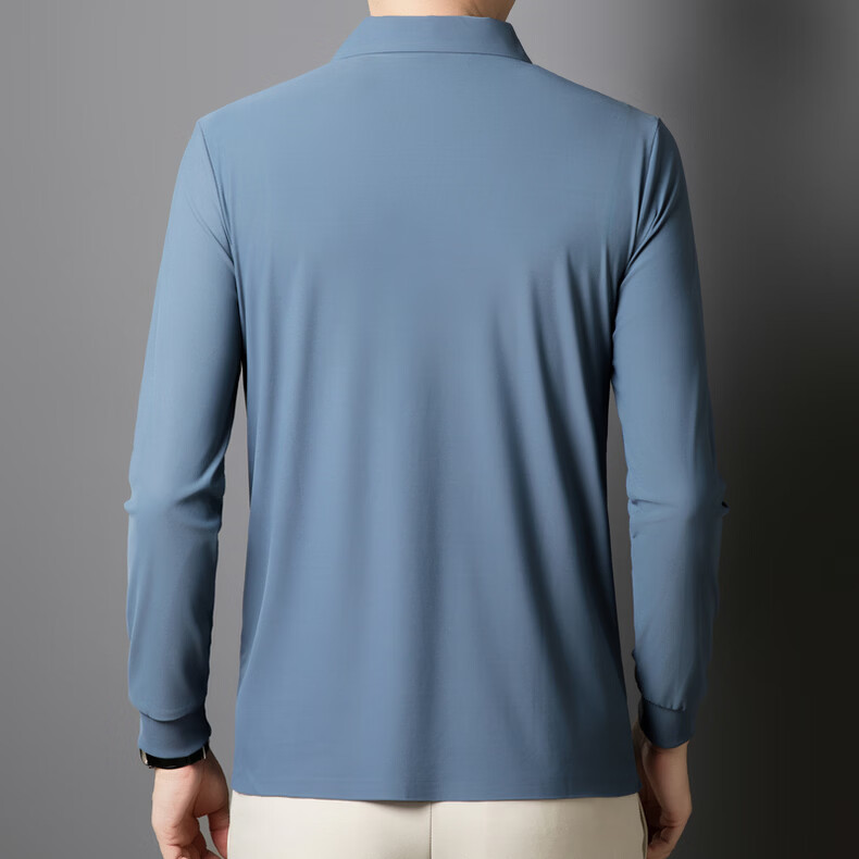 Hodo Men's Long Sleeve T-Shirt Summer Ice Silk Polo Shirt Wrinkle-Resistant Breathable Casual Top White M 16