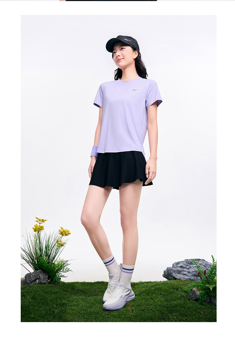 Erke Women's Sun Protection T-Shirt Short Sleeve Summer New Round Neck Moisture-Wicking Base Running Shirt Solid Color Top 16