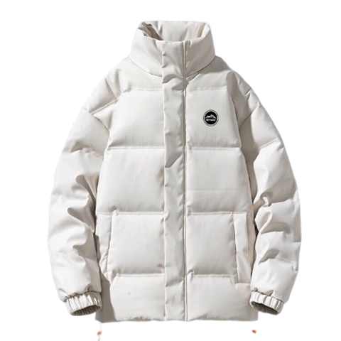 NASA MARVEL Men's Winter Down Jacket Fleece Thickened Warm Puffer Coat Stand Collar Casual Couple Black S