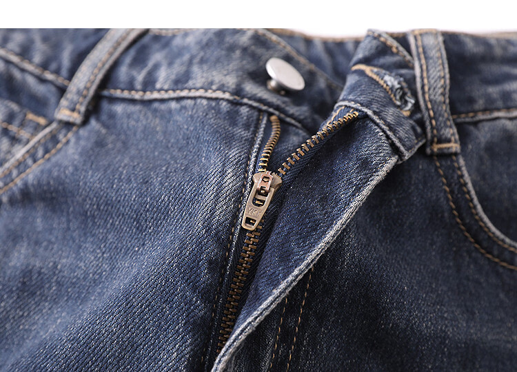 Demana Selected Cloud Cotton Spring Mid-High Waist Hand-Washed Straight Wide-Leg Color-Block Women's Jeans for Petite 14