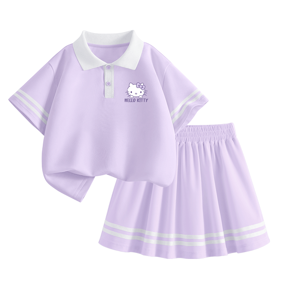 Hello Kitty Girls' Polo Dress Set 2026 Summer New Children's Sports Quick-Dry School Style Girls' Clothing