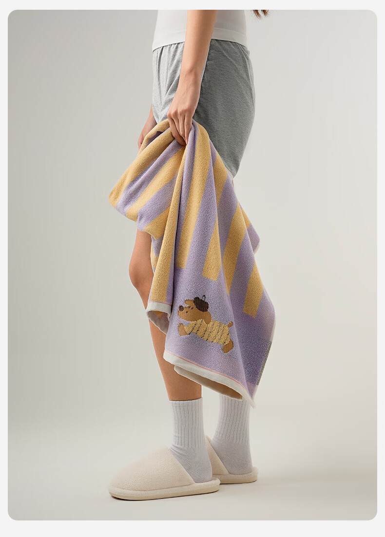 Sanli 100% Cotton Bath Towel, Lint-Free, Absorbent, Quick-Dry, Unisex Bath Towel, Purple Sports 7