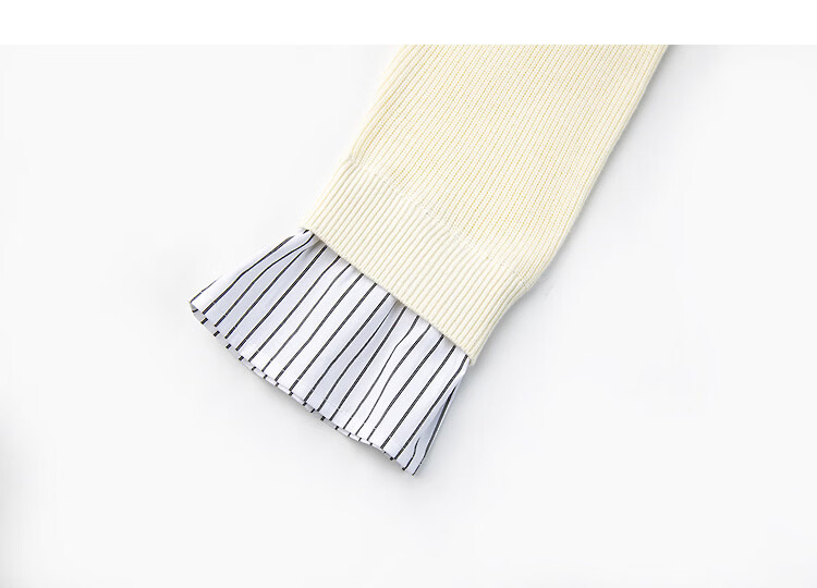 Demana【Sheep Wool and Mulberry Silk Blend】Spring Minimalist Patchwork Striped Polo Neck Knit Sweater for Women 16