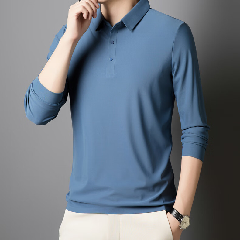 Hodo Men's Long Sleeve T-Shirt Summer Ice Silk Polo Shirt Wrinkle-Resistant Breathable Casual Top White M 21