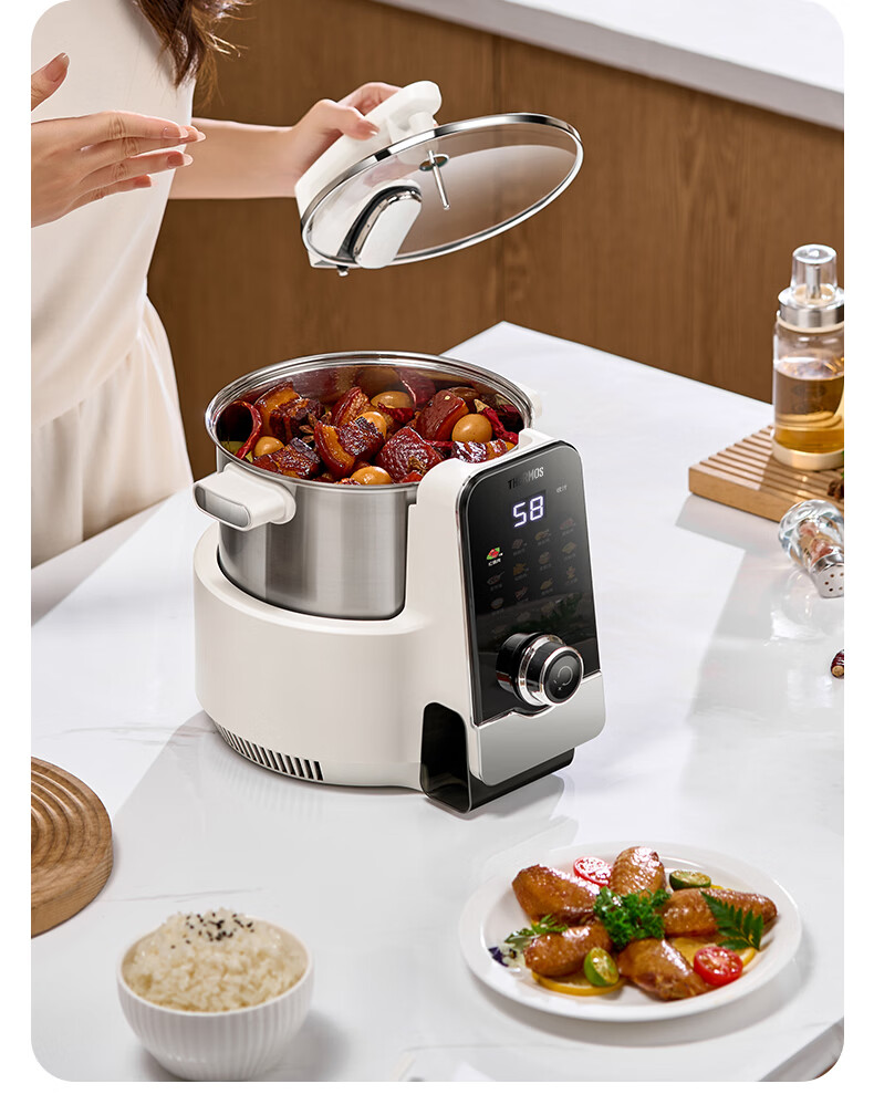 THERMOS Smart Cooking Pot Automatic Stir-Fry Robot Household Non-Coated Fully Automatic Cooking Intelligent Pot Precise Temperature Control Non-Stick Inner Pot Timer Reservation National Subsidy 1