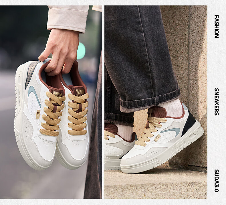 361° Men's Sports Shoes Spring Summer New Retro Leather Basic White Casual Sneakers 672616619-5 24