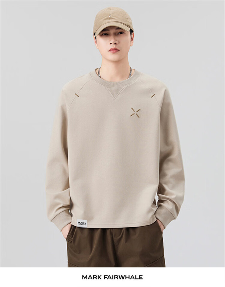 MARK FAIRWHALE Men's Long Sleeve T-Shirt Spring Autumn American Style Casual Loose Sweatshirt Black 2XL 10