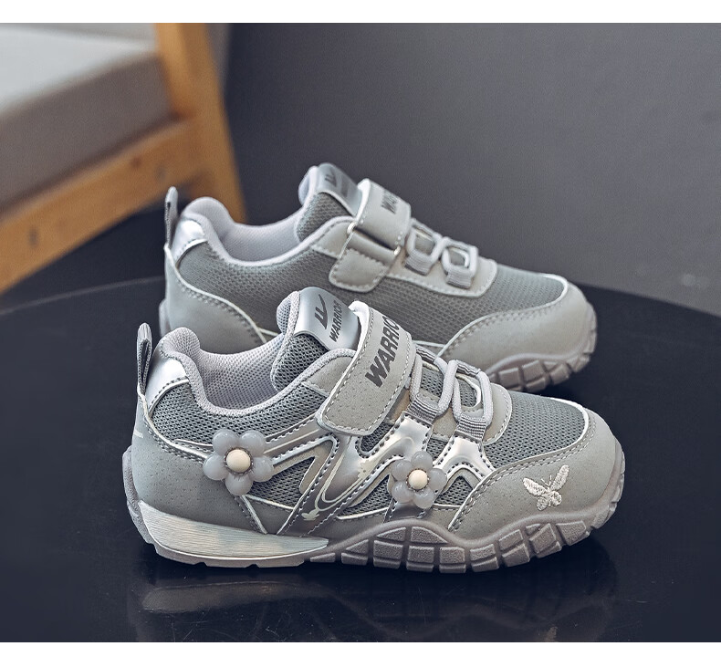Warrior Kids Shoes 2026 Spring Autumn Children's Sports Shoes Outdoor Running Shoes for Older Children Girls Casual Shoes WZ-2092 Beige Purple Size 34 10