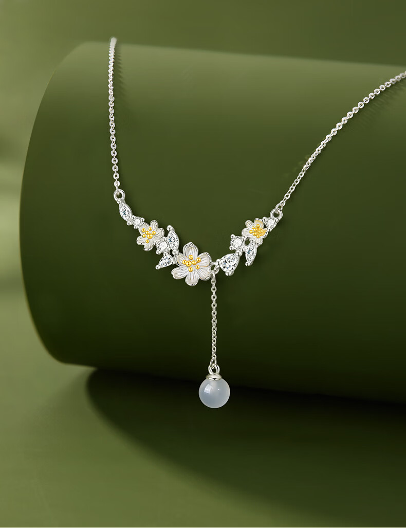 Zhenshangyin Chinese Gold Jasmine Silver Necklace for Women, Birthday Gift 2026 New Light Luxury S925 Jewelry for Girlfriend Or Wife 7