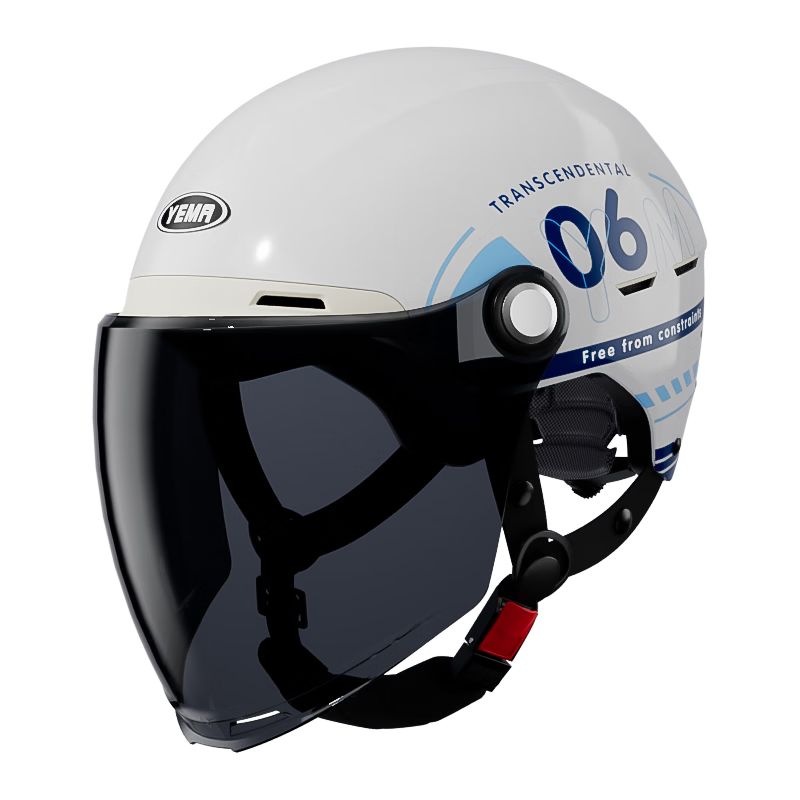 YEMA 3C Certified Electric Bike Helmet Unisex Summer Sun Protection Lightweight Motorcycle Half Helmet Four Seasons Universal Riding Scooter Safety Helmet 360S Ceramic White + Black Tea Long Visor