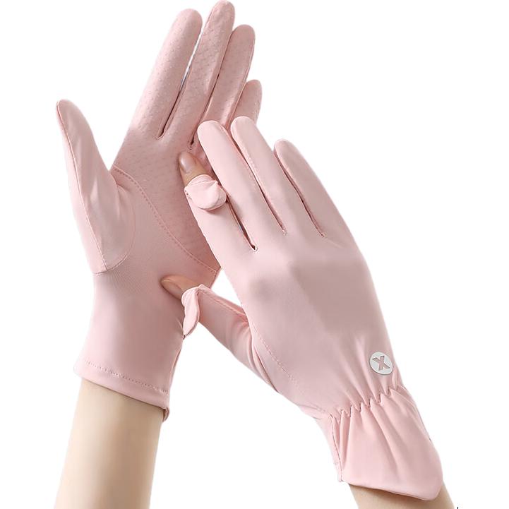 Jian Cai Ice Silk Sunscreen Gloves for Women Spring Summer Driving Sun Protection Breathable Thin Outdoor Sports Cycling Gloves Gift for Girlfriend