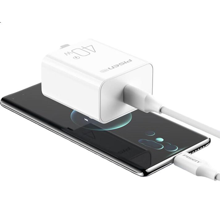 Зарядный набор Pisen PD40W, супербыстрая зарядка Type-C, совместимый с Huawei Mate80pro/P70, Honor, Xiaomi, Apple 17/16