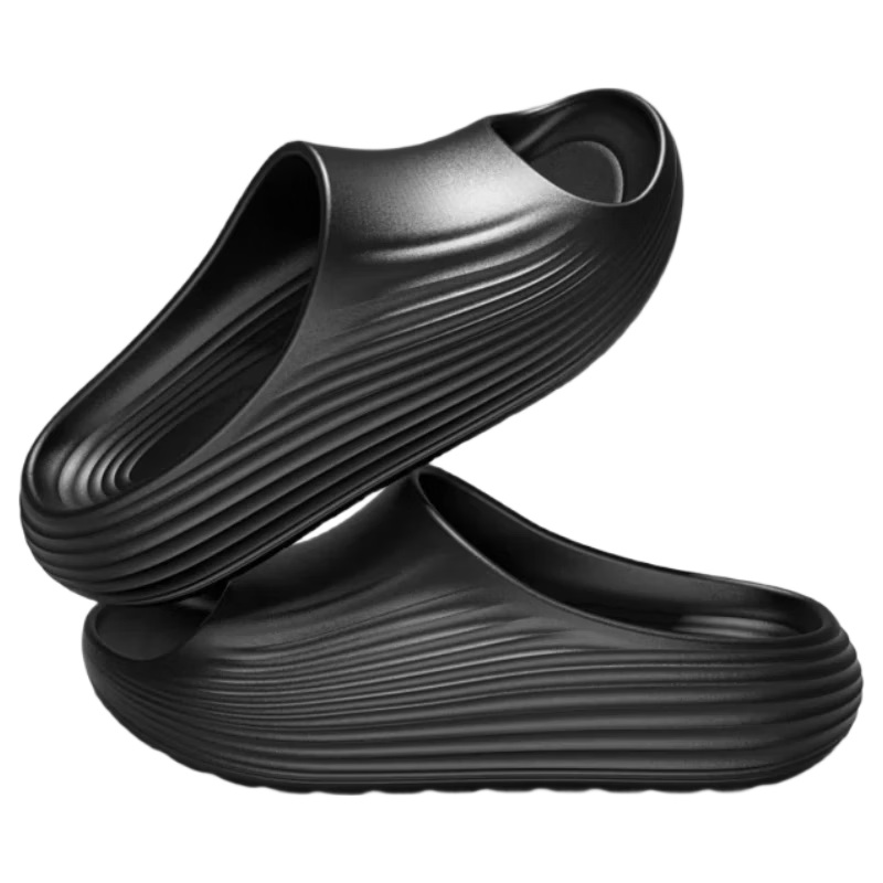 HIPANDA Men's EVA Non-Slip Thick-Soled Sports Slippers, Night Black, Size 42-43