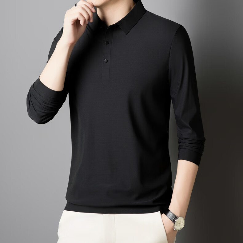 Hodo Men's Long Sleeve T-Shirt Summer Ice Silk Polo Shirt Wrinkle-Resistant Breathable Casual Top White M 12