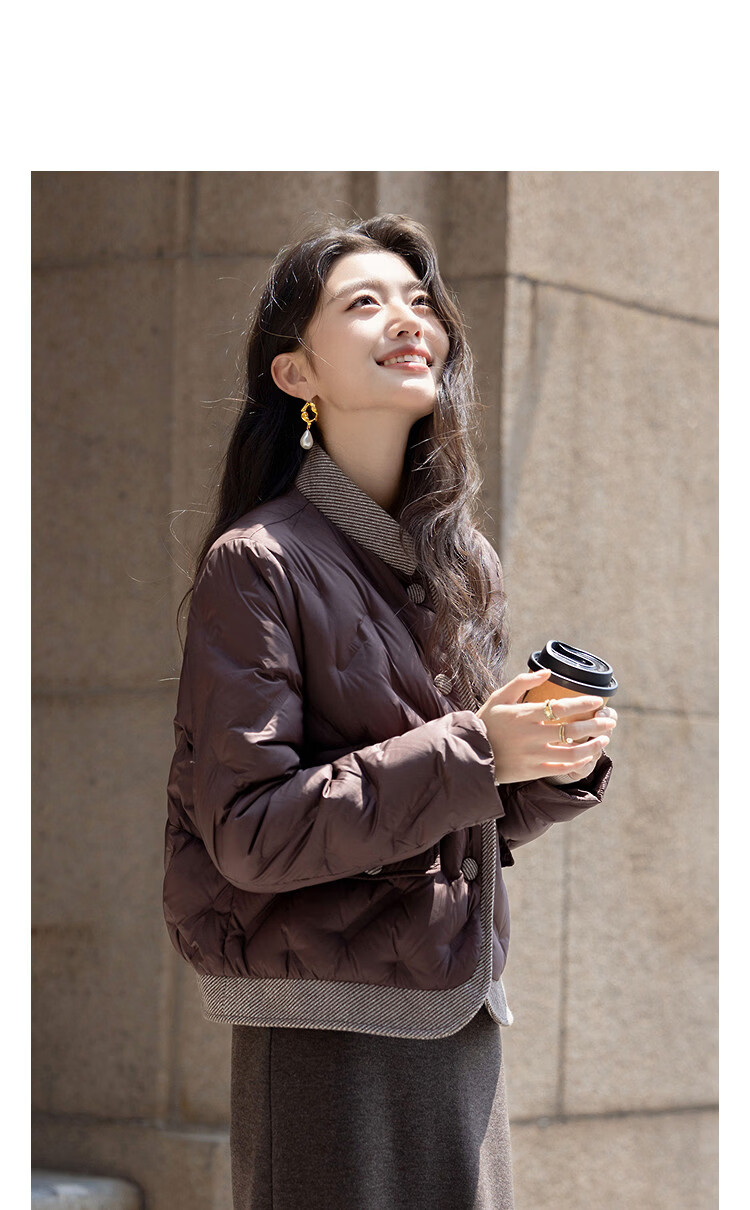 Demana [Lightweight Warmth Combination] Winter 90% Duck Down Korean Style Stand Collar Fabric Magnetic Snap Three-Layer Craft Women's Down Jacket 1