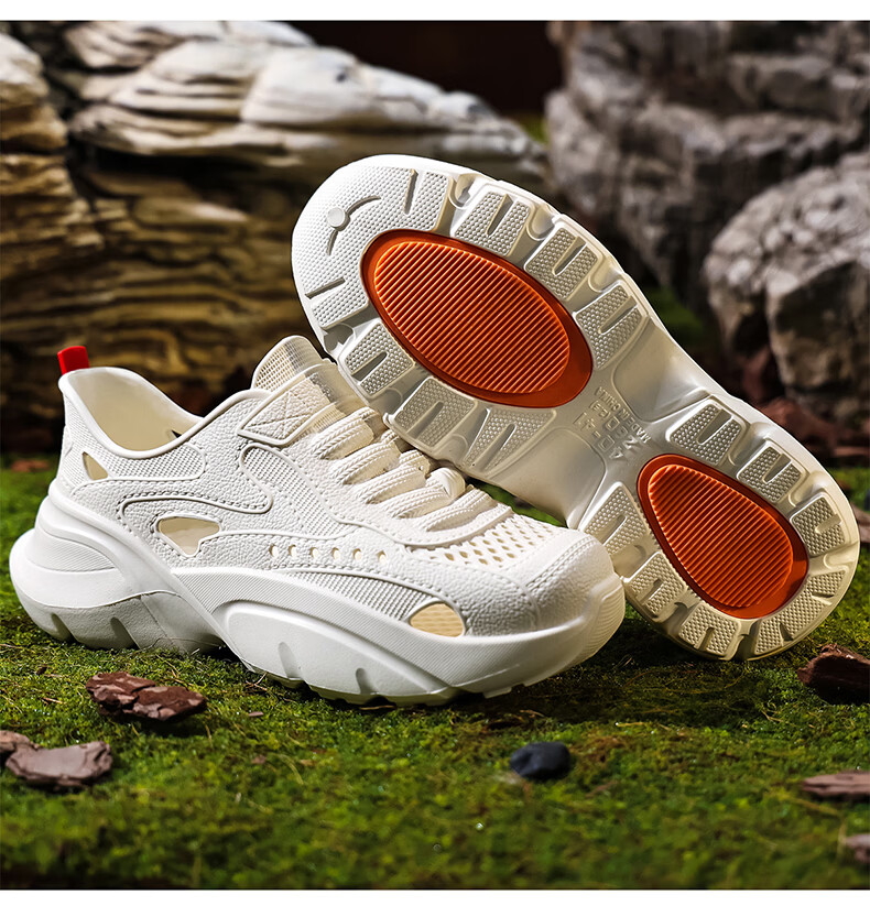 Ganmai Summer Outdoor Creek Shoes Men Soft Sole EVA Non-slip Wear-resistant Breathable Beach Sandals White Size 44-45 10