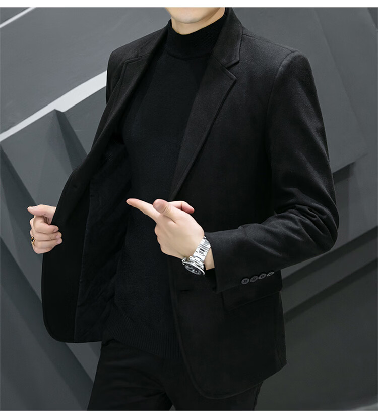 Pierre Cardin Men's Spring Autumn Slim Fit Korean Style Business Two-Button Wool Blazer Gray Regular XL 12