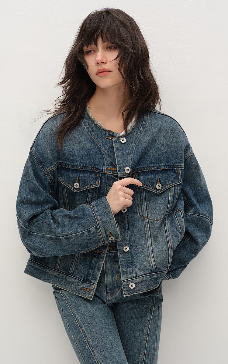 Semir Senrou Women's Oversize Frayed Denim Jacket Spring 2026 Mall Same Style 103126108001 2