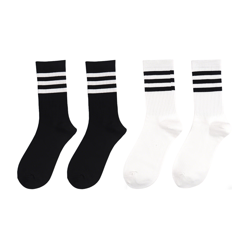 Duweike Sports Running Socks with Shark Shorts Pilates Yoga Fitness Mid-Calf Socks White + Black 2 Pairs Set