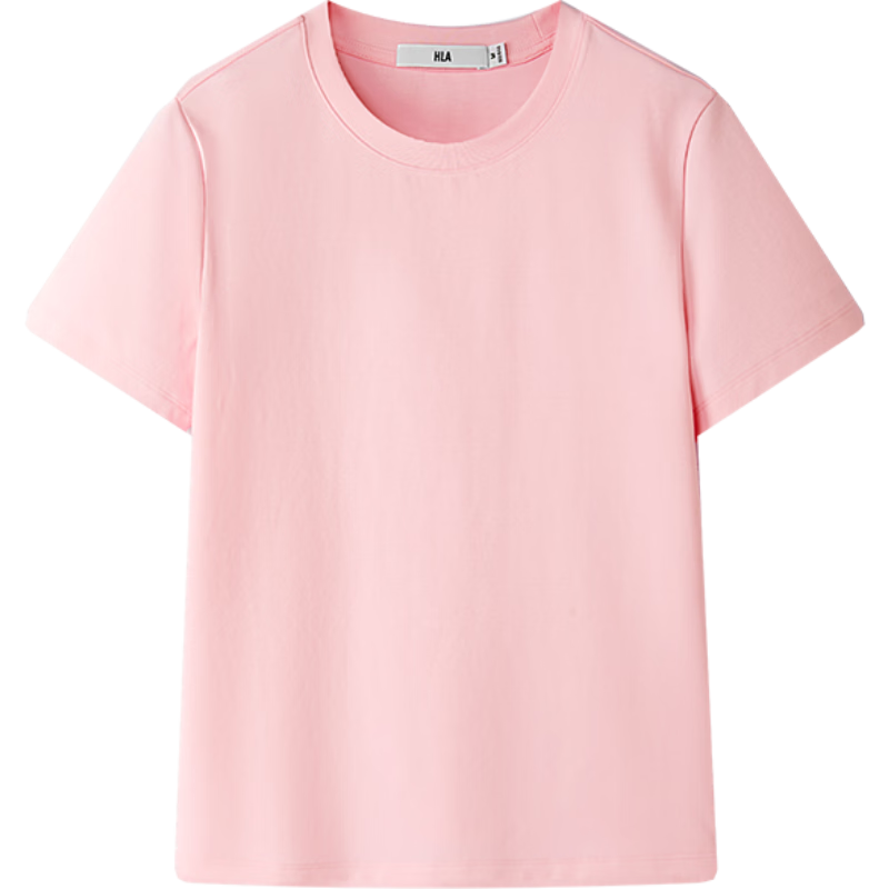 HLA Heilan Home Women's Short Sleeve T-Shirt [Huang Minghao Same Style] 26 Classic Ribbed Round Neck Slightly Stretchy Summer Short Sleeve Women