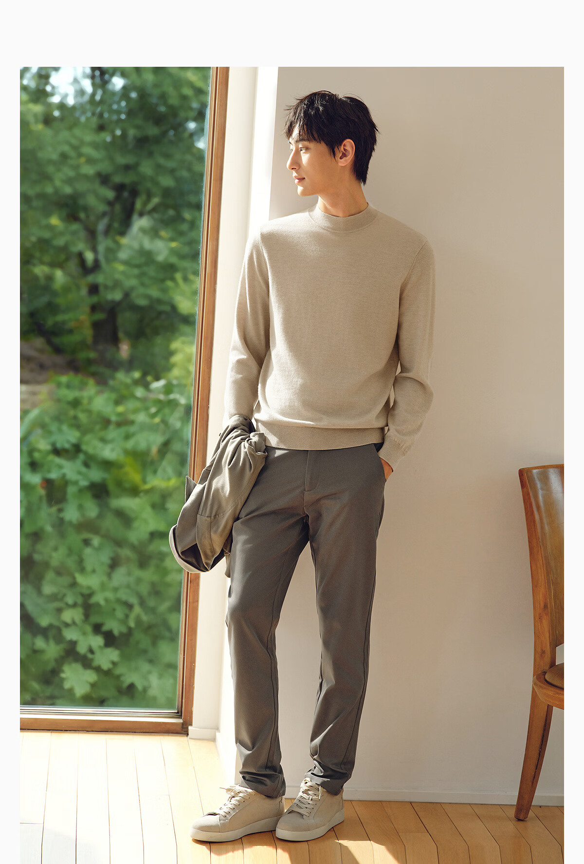 Hodo 【Machine Washable】100% Wool Sweater Men Autumn New Heavy Thick Pure Wool Knitwear 13
