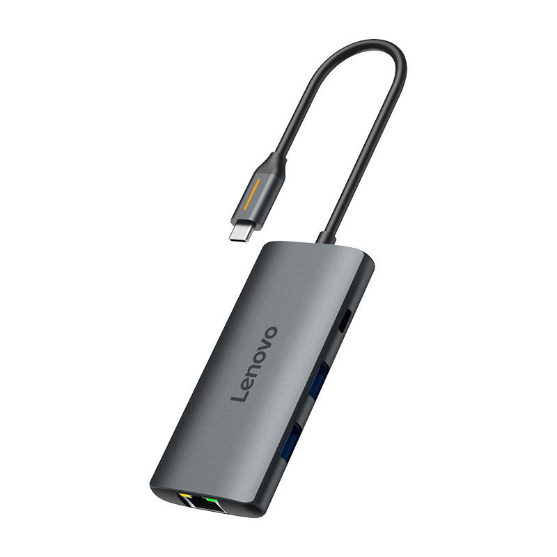Lenovo Type-C to DP1.2 4K60Hz Adapter USB3.0 Hub Gigabit Ethernet Dock PD100W for Monitor Mac Laptop Converter