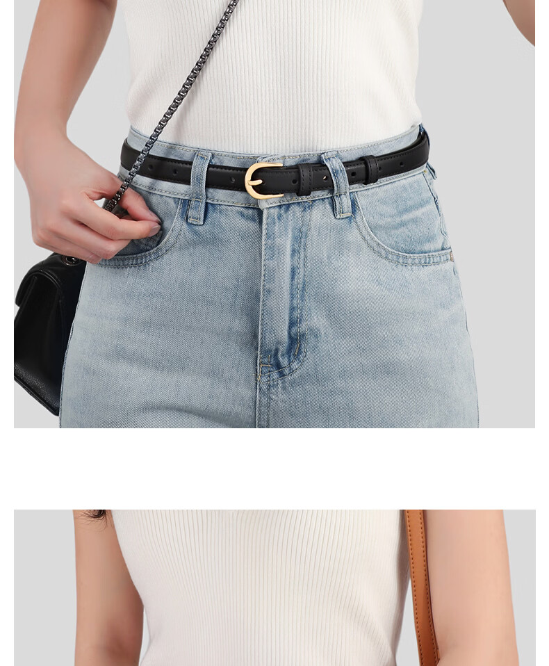 Viney Women's Genuine Leather Slim Waist Belt Decorative Skirt Belt Pin Buckle Luxury Casual Jeans Belt Birthday Gift 12