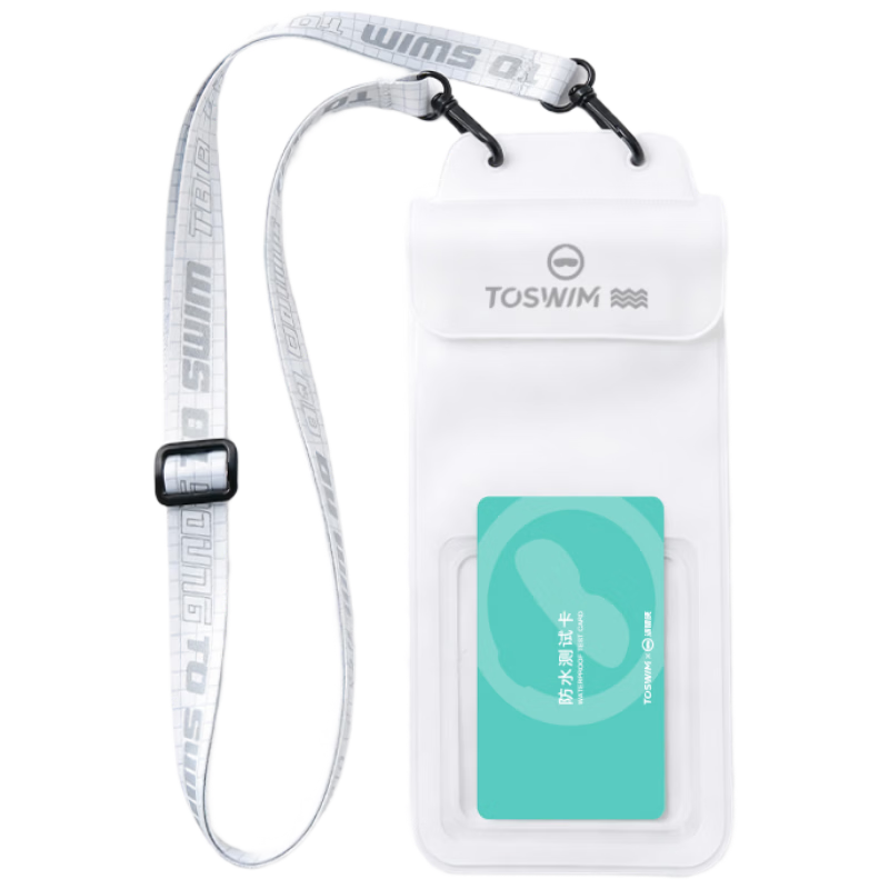 TOSWIM Waterproof Phone Pouch Touchscreen Swimming Sealed Bag Floating Diving Lanyard Neck Strap Phone Case White Silver Tone