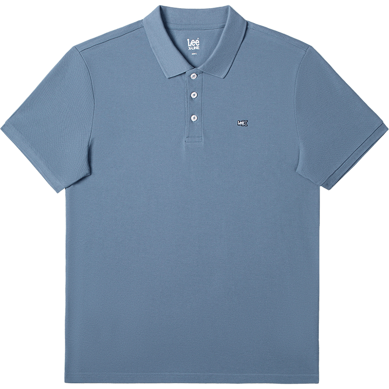 Lee 26 Spring Summer New Standard Collar Small Logo Men's Short Sleeve Polo Shirt Blue Gray 2XL