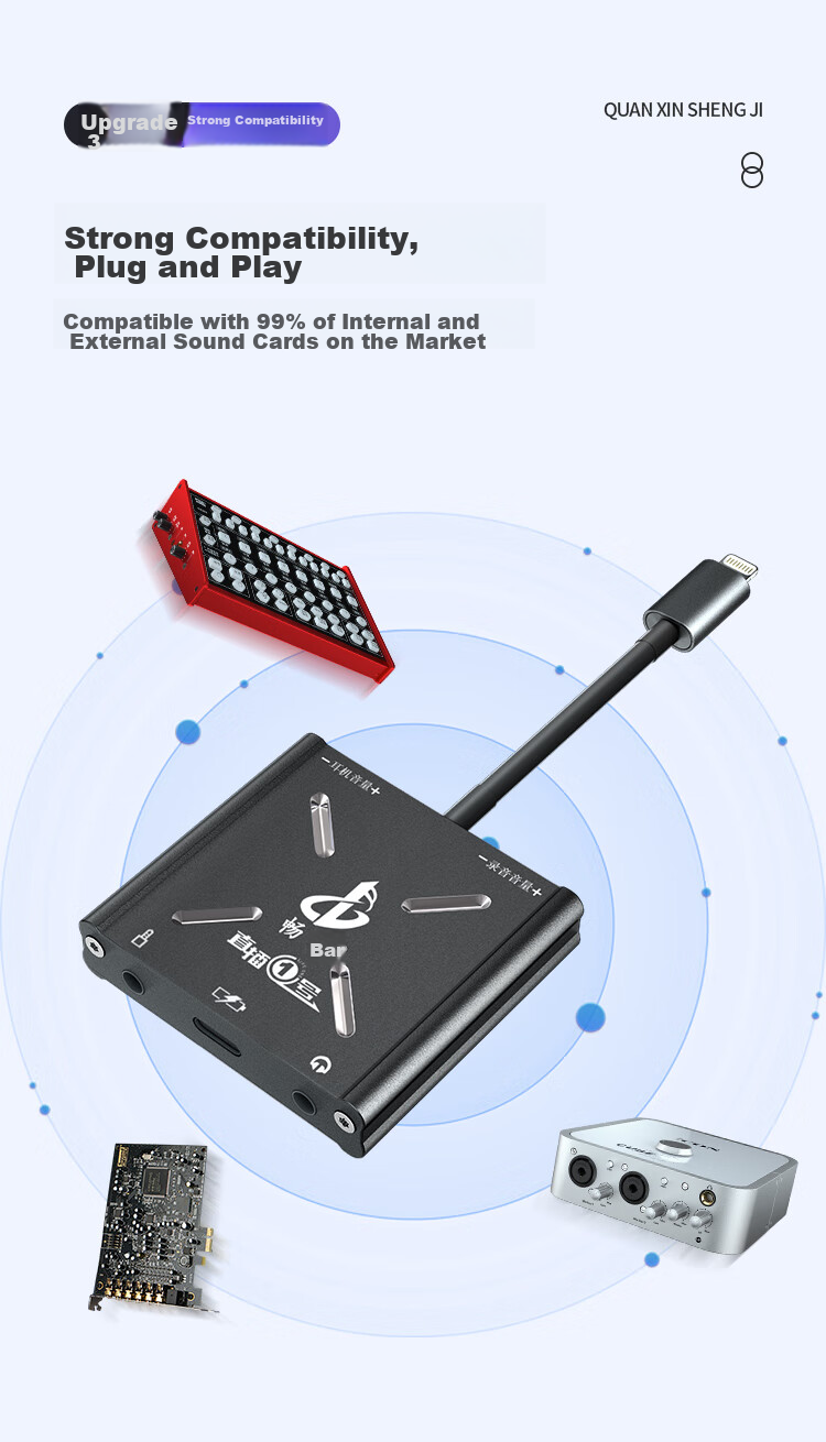 Changba Live Streaming Type-C Version Mobile Phone Live Streaming Sound Card Converter, Mobile Phone Live Streaming Online Karaoke, Online Gaming, Internal And External Sound Card Speaker Adapter, Charging And Live Streaming Simultaneously 5