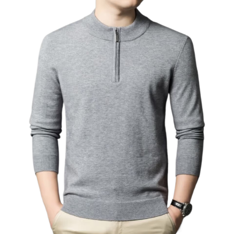Hengyuanxiang [Wool Included] Middle-aged Thickened Half-high Zipper Collar Sweater Men's Knitted Base Warm Shirt Haqing L