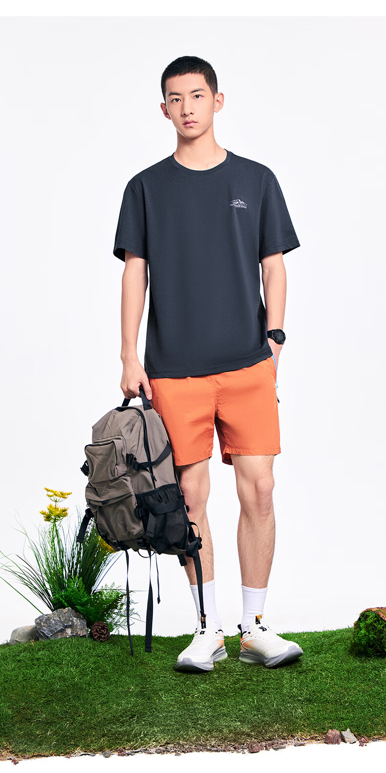 Erke Antibacterial Men's Sports Short Sleeve T-Shirt Summer New Solid Color Crew Neck Running Casual Base Layer Tee 16