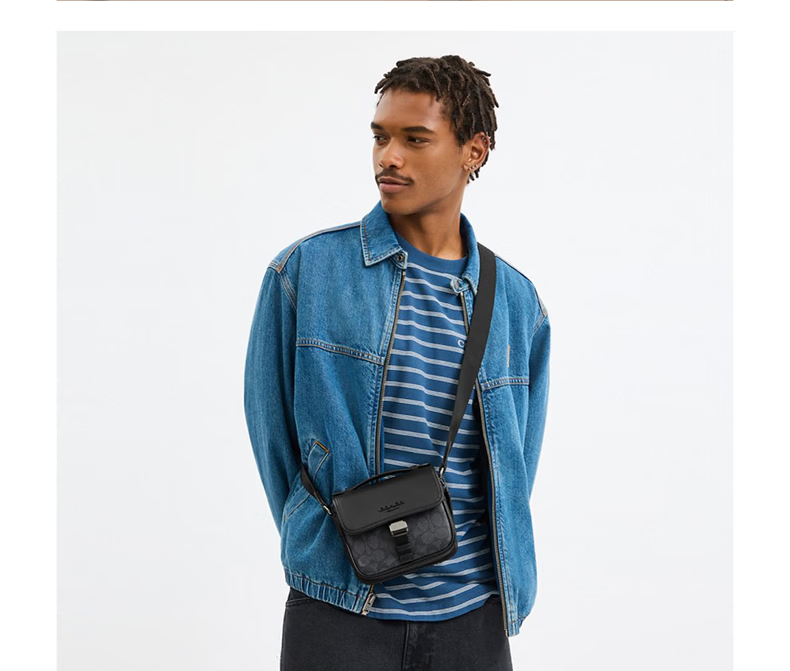 COACH Men's RACER Handheld Shoulder Crossbody Bag Charcoal Gray CBG13 Gift 3