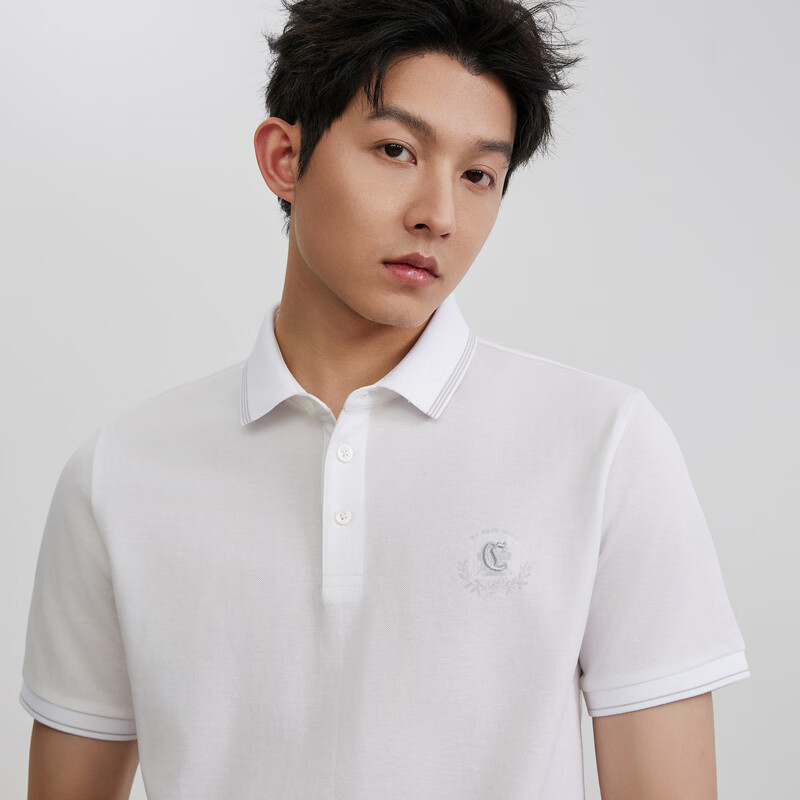 CABBEEN Mercerized Pique Polo Shirt Men French Elegant LOGO Fine Needle Embroidery Design 2026 Spring Short Sleeve Polo