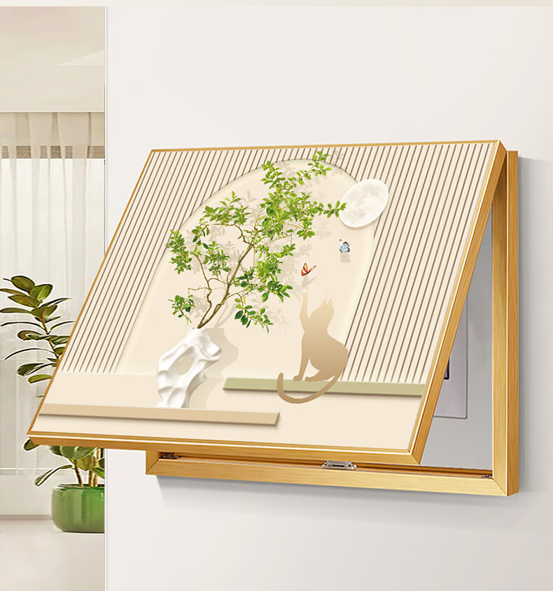 Yihuanyu Cream-Colored Decorative Painting for Electric Meter Box, Lift-Up Style Distribution Box Cover, Hanging Painting for Meter Box, No Drilling Required Wall Art 15