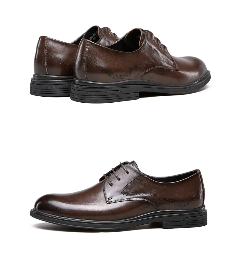 Eierkang Men's Spring and Autumn Genuine Leather Business Formal Shoes British Style Commuter Wedding Shoes 61303W Black Size 41 7