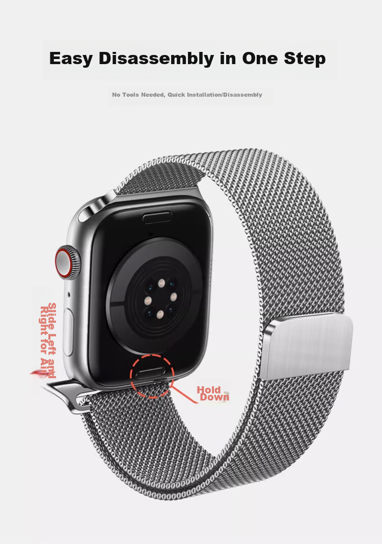 BIAZE Compatible Apple Watch Band for Apple Watch Series 9/10 Milanese Loop Magnetic Strap, Supports IWatch 8/Ultra 2/7th Generation 42/44/45/49mm - BD3 Black 11