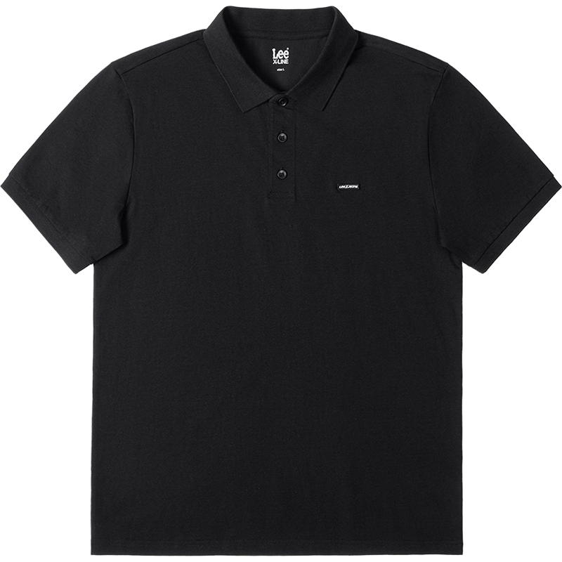 Lee 26 Spring Summer New Standard Collar Small Logo Men's Short Sleeve Polo Shirt Black 2XL