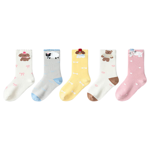 BALABALA BalaOne Socks, Autumn And Winter Women's Cotton Socks, Children's Baby And Older Kids Sweet Socks, Five Pairs Pack, 208925172004