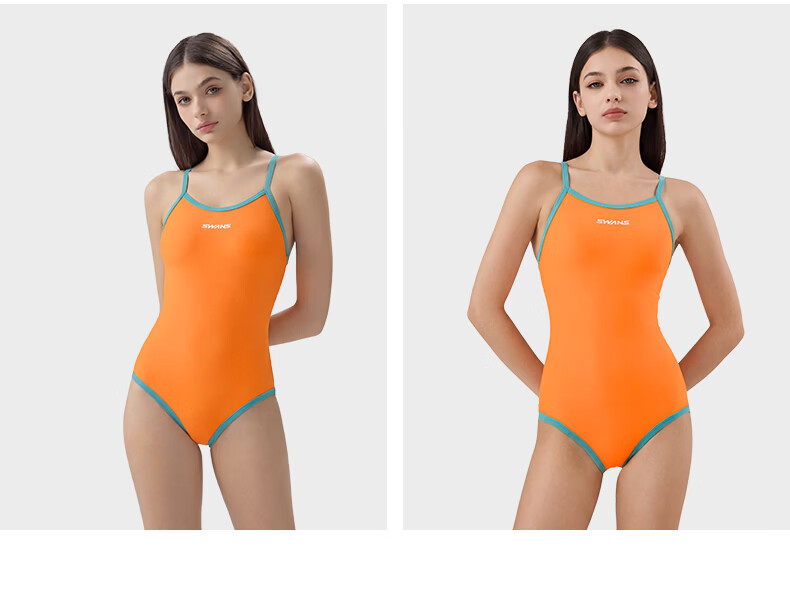 SWANS Women's Triangle Swimsuit, Comfortable Quick-Dry Chlorine-Resistant Training Slim-Fit Hot Spring Swimwear, Big Orange, XL 9
