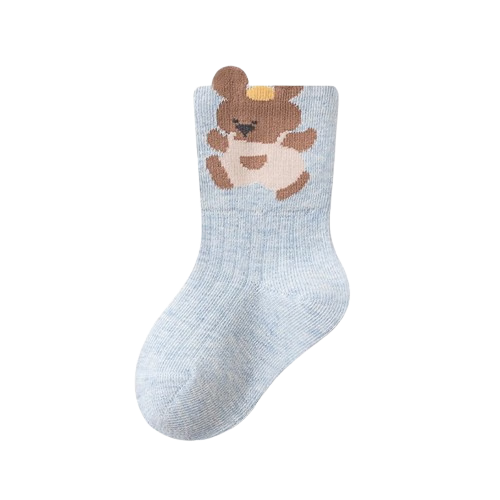 Five Cotton Flowers 3-Pair Pack Children's Socks Combed Cotton Breathable Cartoon Mid-Calf Socks Seamless Comfortable Non-Binding Socks Class A