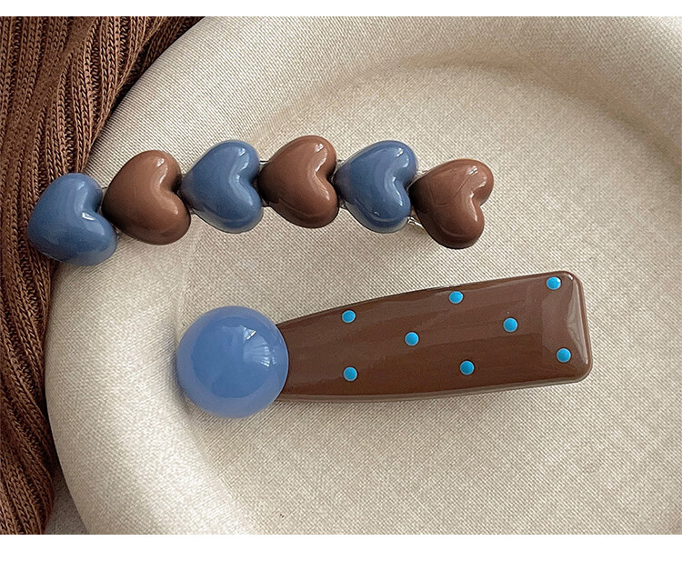 CHIMERA Colorblock 2-Piece Playful Heart Polka Dot Side Clip Bang Hairpin Duckbill Clip Birthday Gift for Girls 11