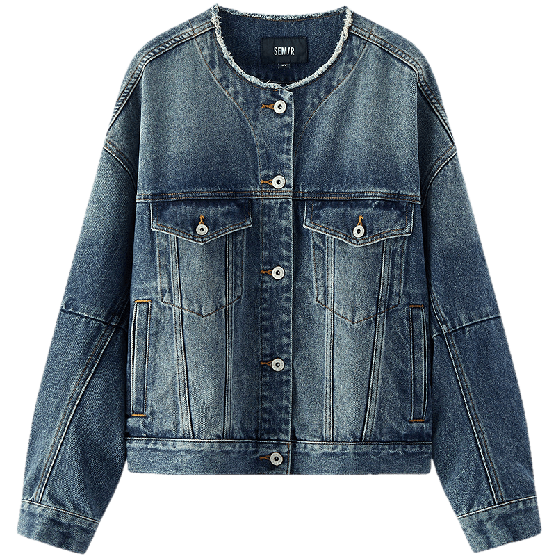 Semir Senrou Women's Oversize Frayed Denim Jacket Spring 2026 Mall Same Style 103126108001