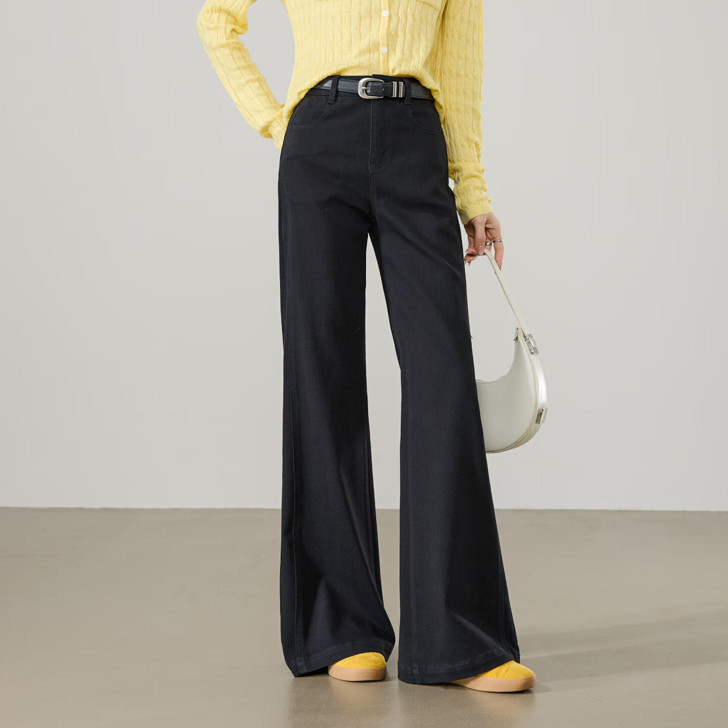 ESE-Y Golden Ratio Flared Jeans for Women 26 Spring New Slim Fit Stretch Cotton Flared Pants Black 25