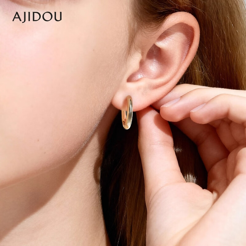 Aji Bean Women's Gold Hoop Earrings European and American Light Luxury Niche High-End Hoop Earrings Gift for Girlfriend