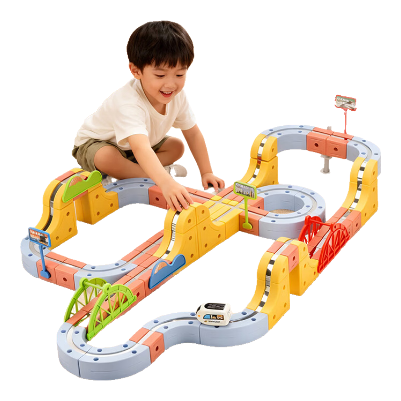 Mengduofu New Year Gift Anti-Gravity Magnetic Building Blocks Track Car Transformable Mini Train Toy for Boys and Girls Children Birthday